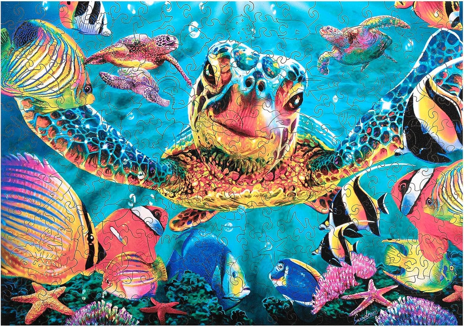 Buffalo Games - 250 Piece Wooden Jigsaw Puzzle - Tiny Bubbles - Unique Whimsical Jigsaw Pieces - Wooden Box - Full Size Poster, Ages 14+