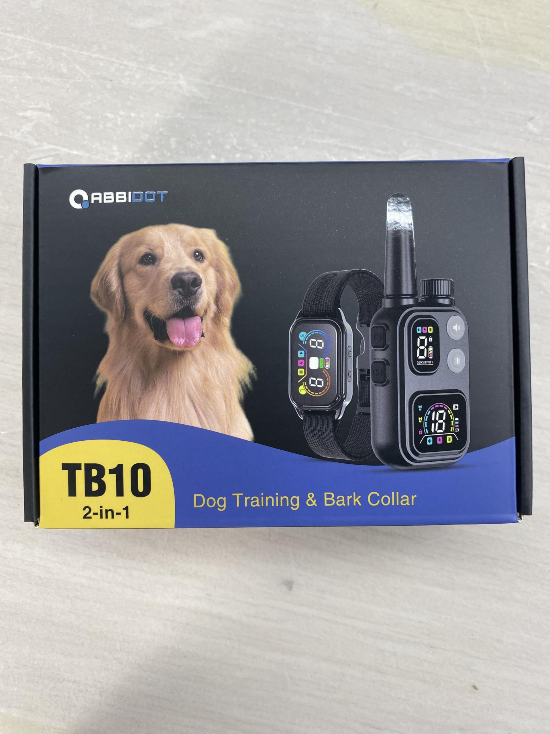 ABBIDOT 2-en-1 Collier De Dressage pour Chien - 8 Sensibilité Collier Anti Aboiement, Portée De 1500m, 4 Modes, Étanche, Rechargeable, Lumière, Verrouillage De Sécurité (Noir Mat) - 2