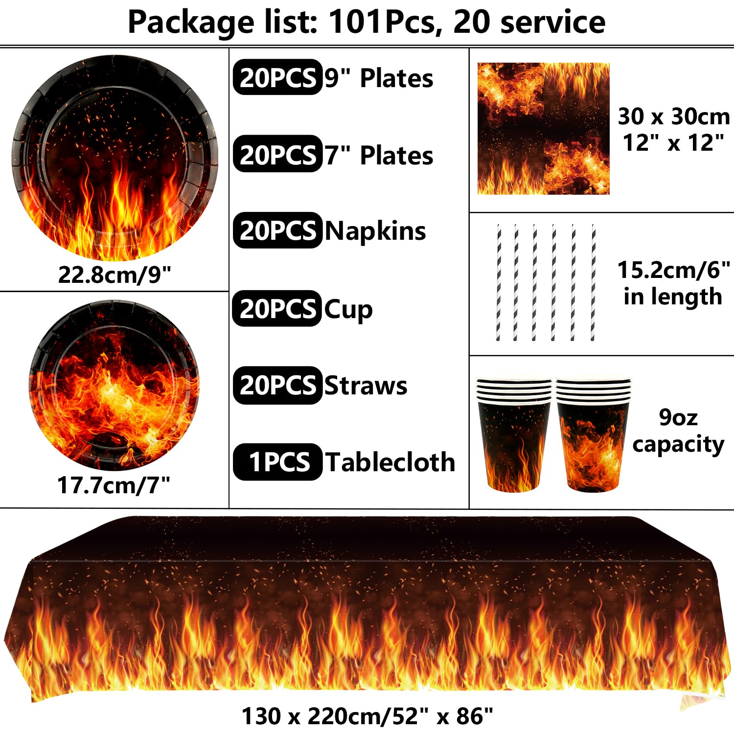 Fire Party Supplies, Fire Party Tableware - Image 2
