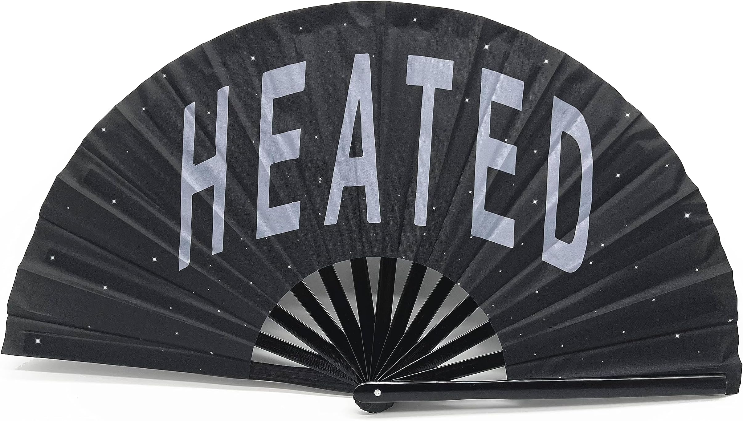 Expression Tees HEATED Large Concert Hand Fan - Foldable Handheld Renaissance Fan, Perfect for Festivals, Raves - Abanicos de Mano para Fiesta (Heated)