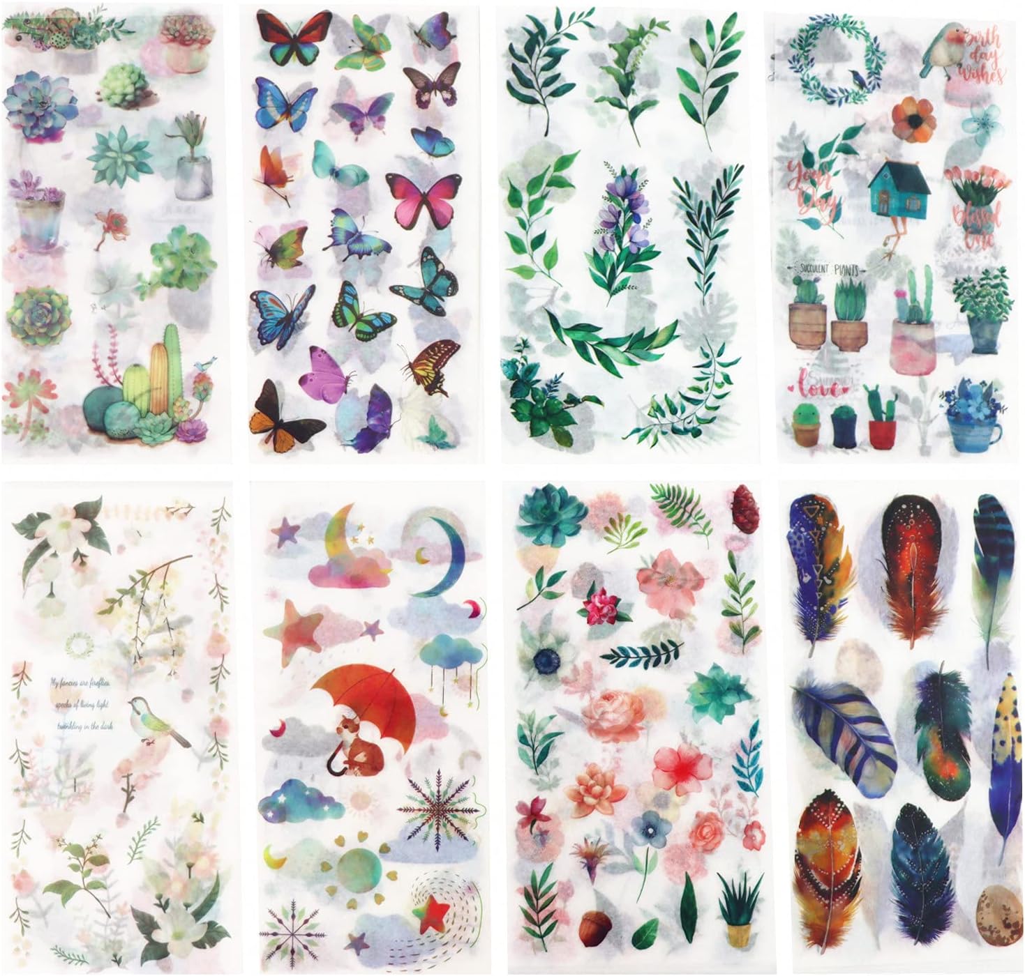 24 Blatt Aquarell Blasen Aufkleber - Bunte PET Sticker Für Scrapbooking, Laptop & DIY