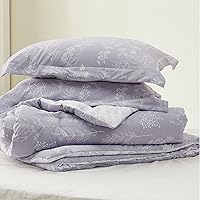 Vista 247 de Bedsure Juego de edredón de tamaño Queen, color lavanda, lindo, floral, regalo para mujer, 3 piezas, 1 suave edredón reversible con flores y 2