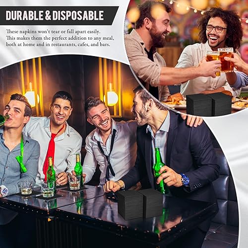 Miniatura 6 de Buryeah 200 servilletas desechables de cóctel, de papel y lino, para boda, desechables, para bebidas, fiestas, paquete de servilletas cuadradas para