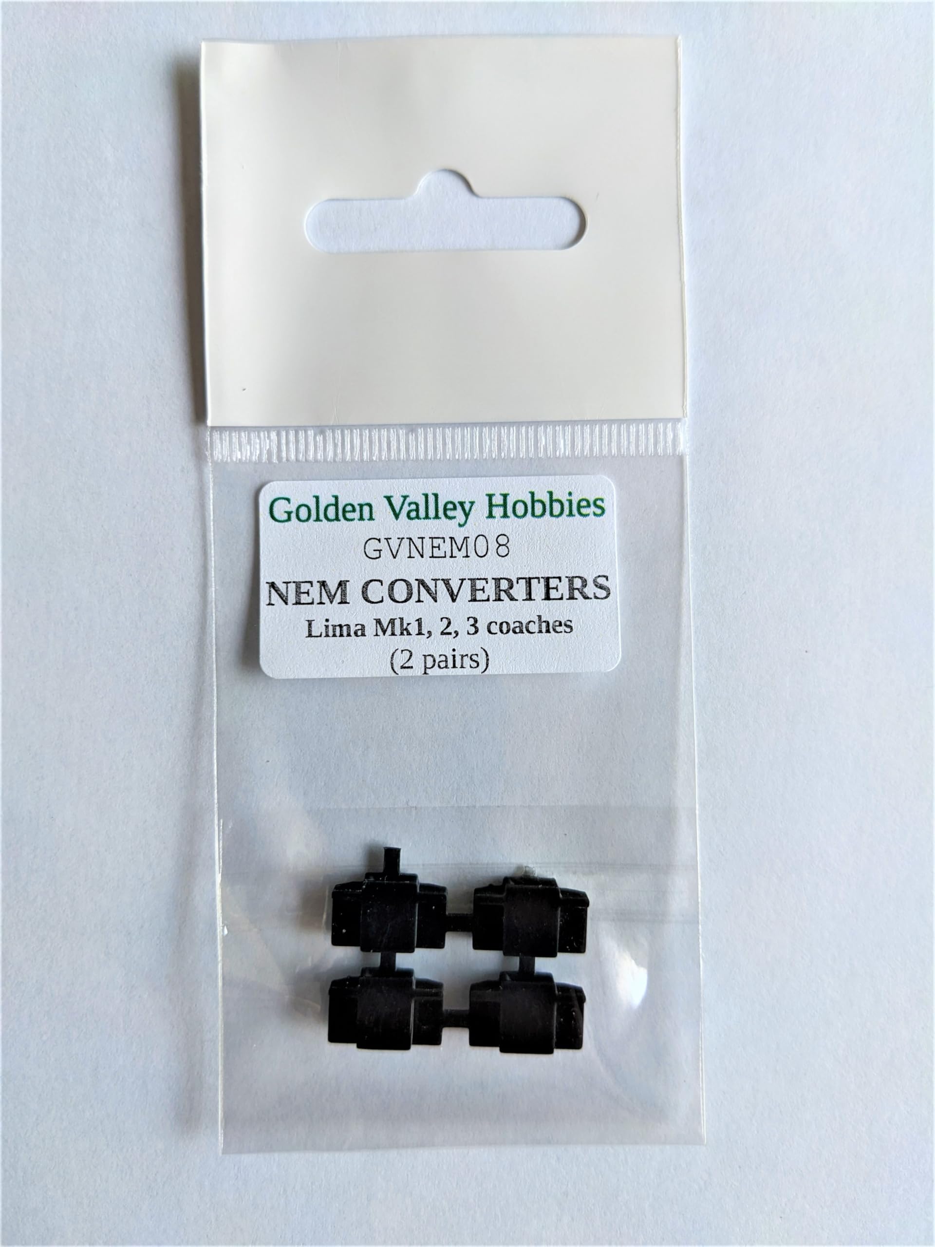 Golden Valley Hobbies Black Gvnem08 Conversion Nem Pockets Lima Coach Bogies Oo (2 Pairs)