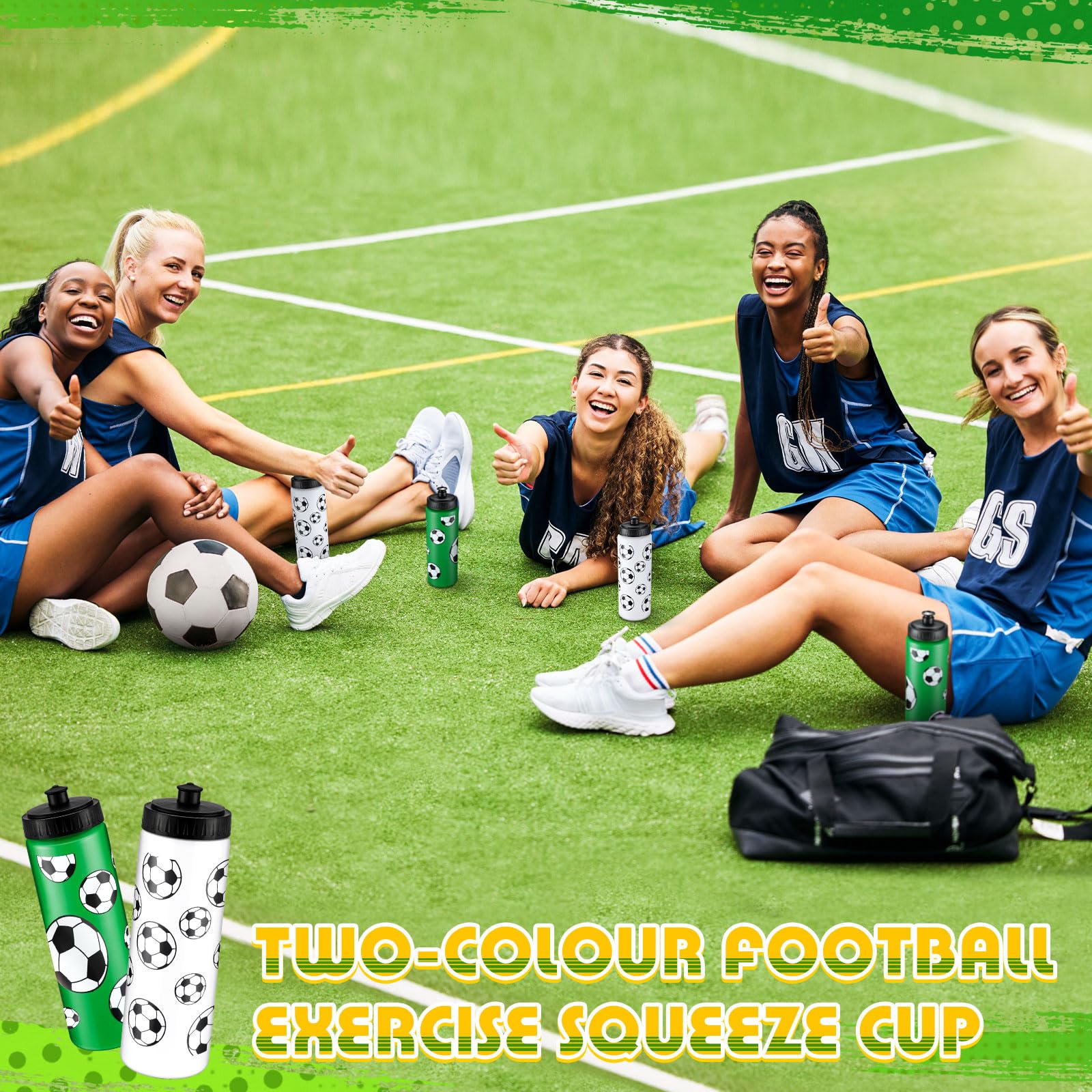 Fußball-Wasserflaschen, 590 ml, wiederverwendbar, für Partys, Spieler, Liebhaber, Teamgeschenke, Fitnessstudio, 12 Stück