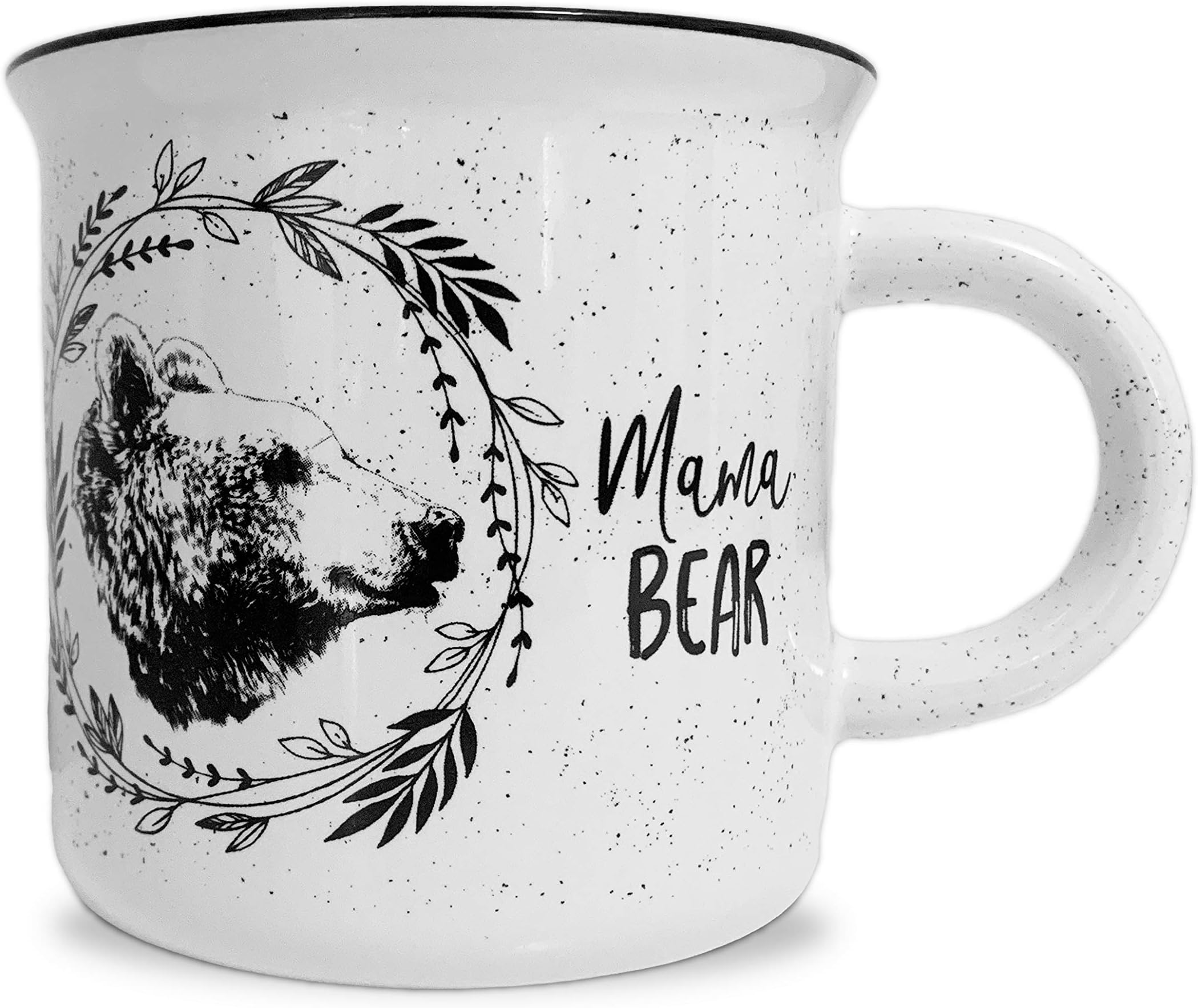 Mama Bear White Ceramic Campfire 14 ounce Coffee Mug - Perfect for Her: New Mom, Wife, Grandma, Expectant Mother - by MKT ST