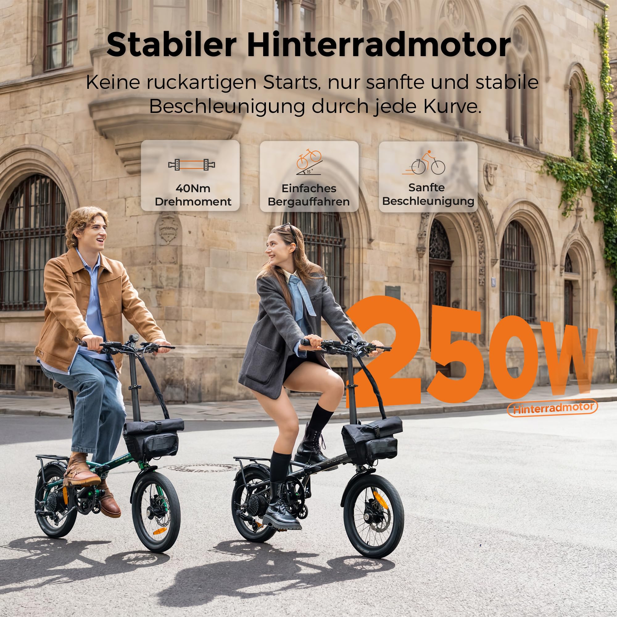 ENGWE Zip 16.9KG Ultraleichtes Zusammenklappbares Elektrofahrrad, 36V 10Ah Tragbarer Akku mit Bis zu 120KM, Drehmomentsensor und Hydraulische Bremsen, Mit Scheinwerfer und Reflektoren, 7 Gänge