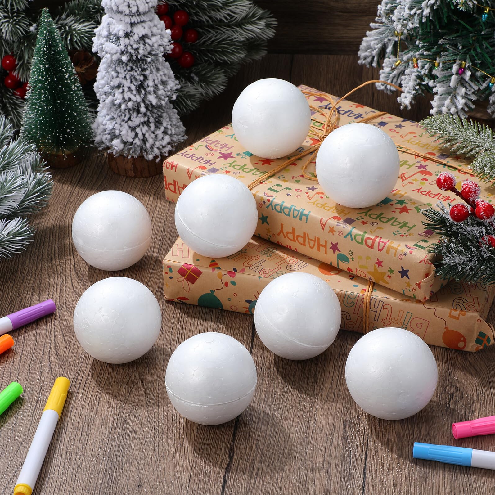 36 Pezzi Palline in Polistirolo Bianche per Materiale Creativo DIY per Decorazioni Natalizie e Lavoretti Manuali Sfere Solide per Progetti Artistici e Addobbi Festivi