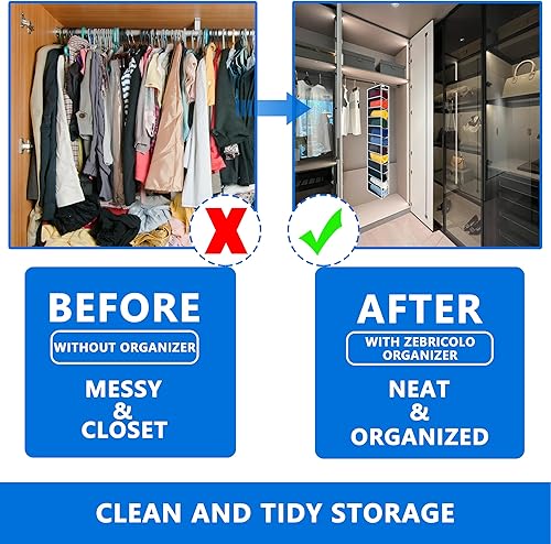 Miniatura 3 de Organizador colgante de armario, 48 bolsillos más grandes, organizador de leggings, ganchos de metal gruesos, organizador de leggings para armario,