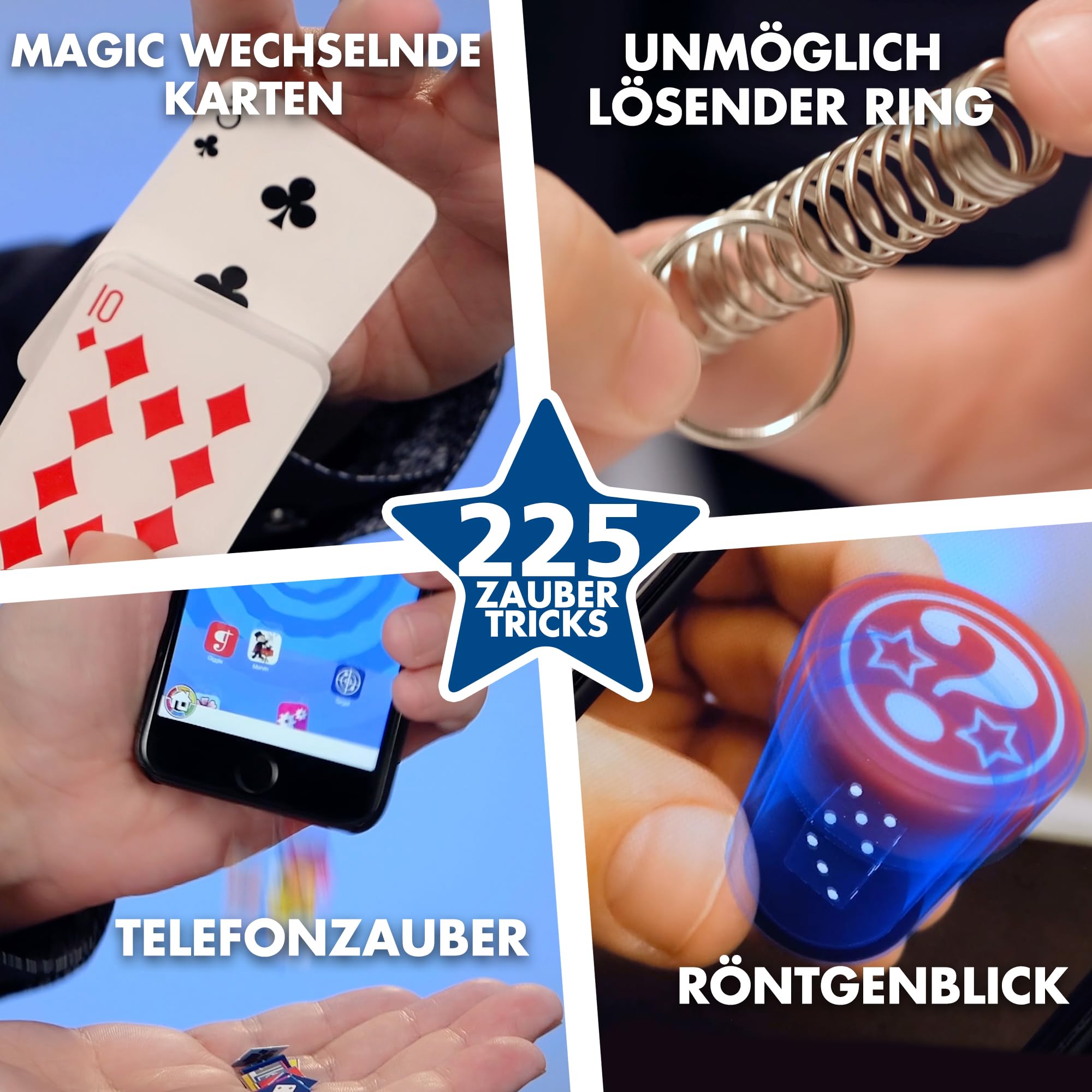 Marvin's Magic - Kinderzauberset - 225 verblüffende Zaubertricks für Kinder - Zaubern leicht gemacht - Inklusive mystischer Zauberkarten, Kanister zum Gedankenlesen, Zaubertheater, Zauberstab + mehr