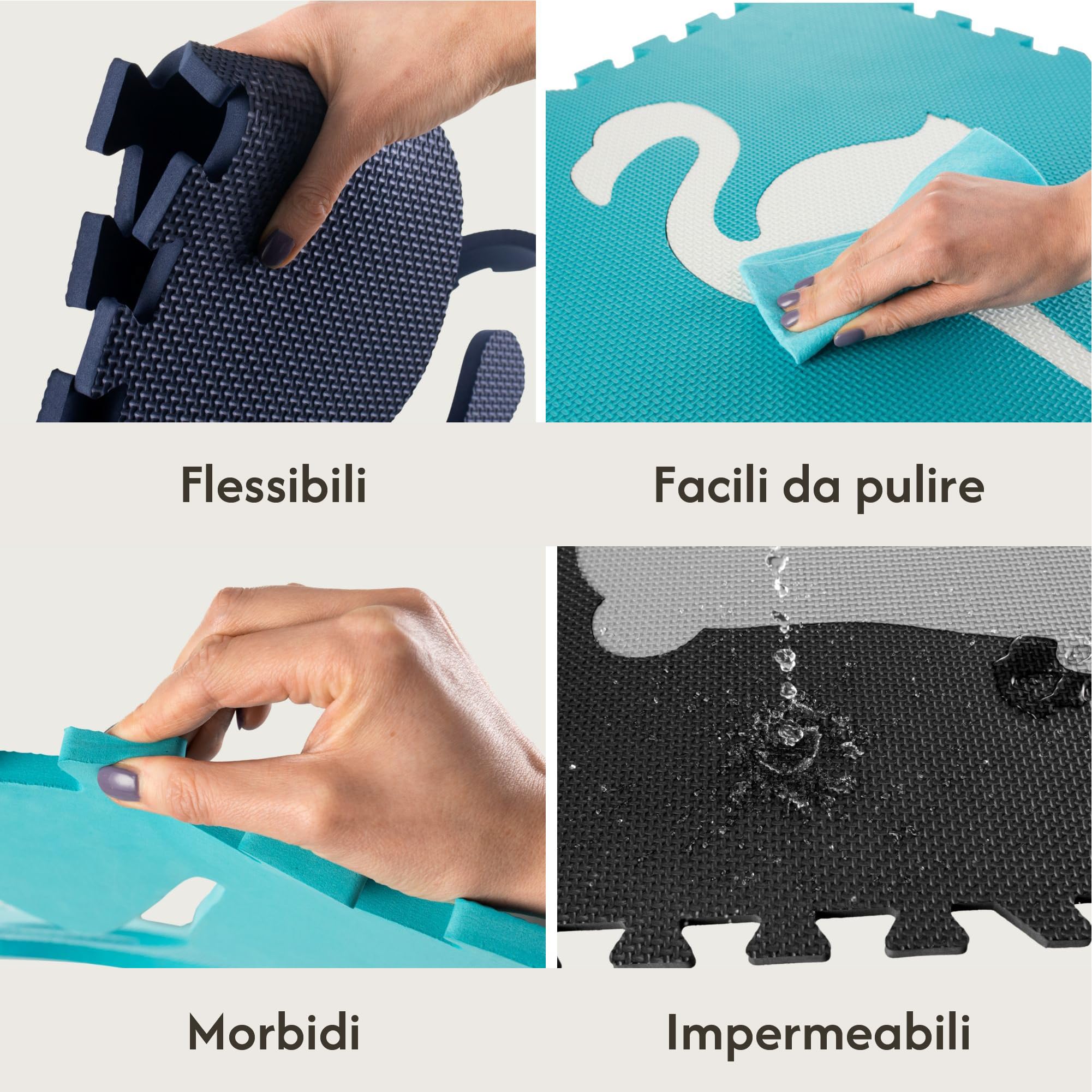 Elegante tappetino puzzle Africa, 180x180 cm, XXL 60x60 cm, 20% più spesso, morbido, privo di sostanze nocive, inodore, facile da pulire