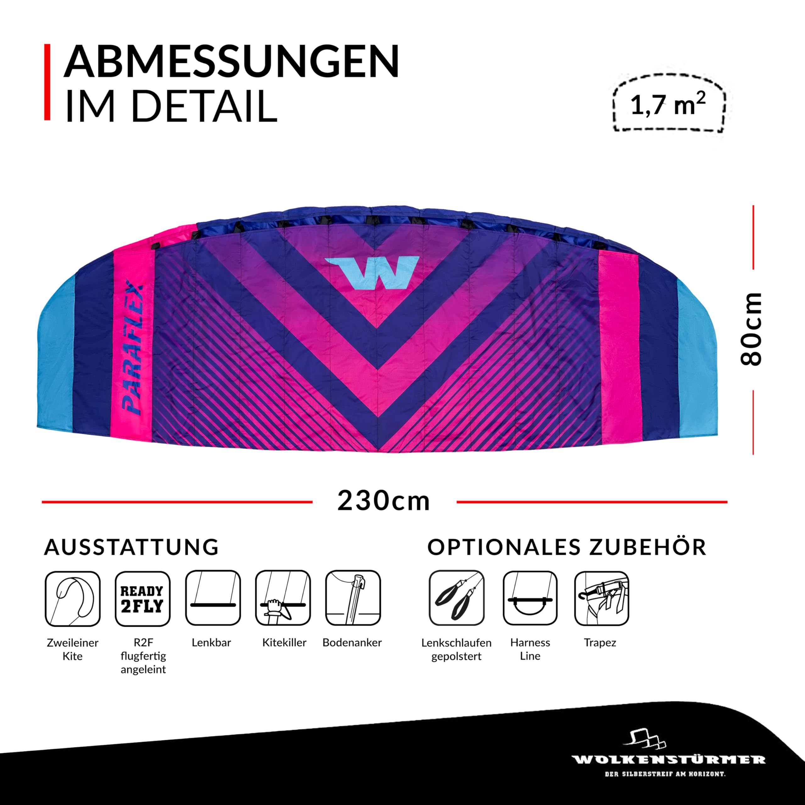 Wolkenstürmer ala de tracción Paraflex Sport 2.3 Verde