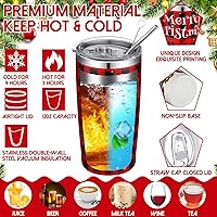 Vista 5 de 12 Piezas Vasos Navideños Regalos 20oz Vaso de Viaje Navideño Taza Navideña de Vacaciones Vaso Aislado de Acero Inoxidable Taza de Café con Tapa