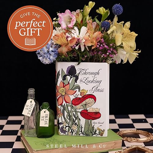 Miniatura 3 de Steel Mill & Co Original Book-Shaped Decorative Vase, Ceramic Vases for Home Decor, Cute Bookshelf Decor, Unique Vase for Book Lovers (Large -