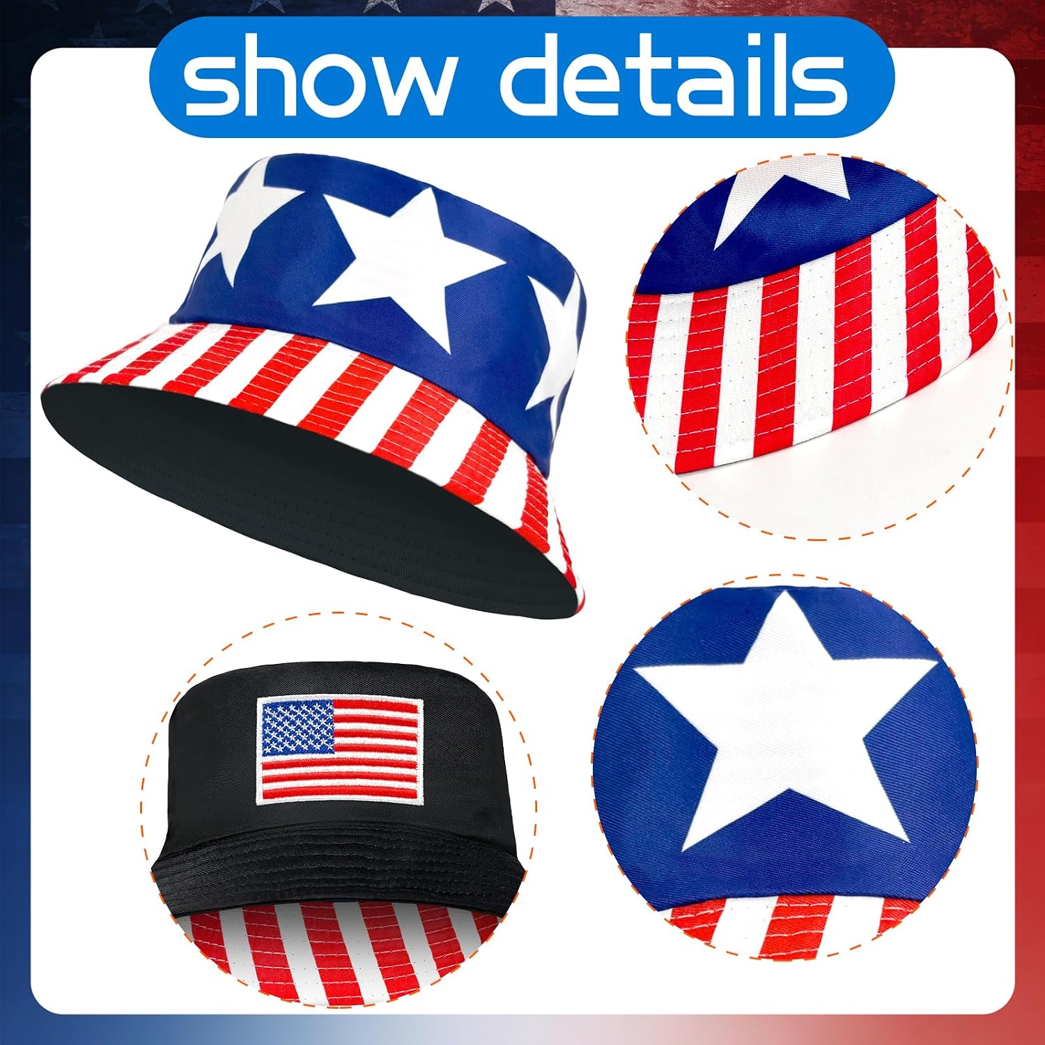 4th of July Bucket Hats for Adults American Flag Hat 250 Years Patriotic Festival Cap Fisherman Hat Woman Men Outdoor Cap