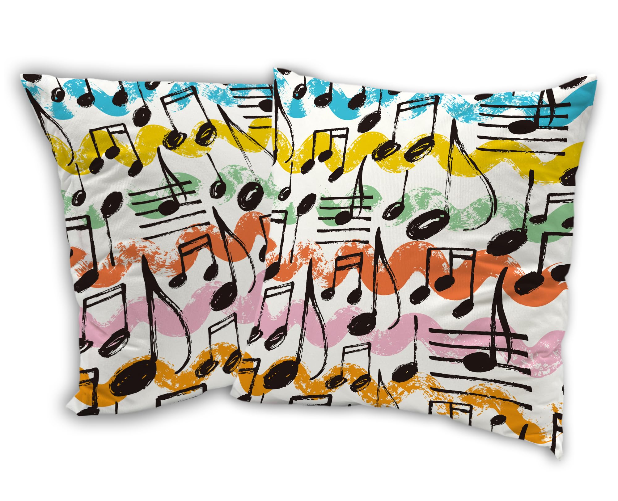 SKYDAWNY Music Notes Waves Throw Pillow Covers 18x18 in Set of 2 Pillow Cases Decorative Square Pillowcases for