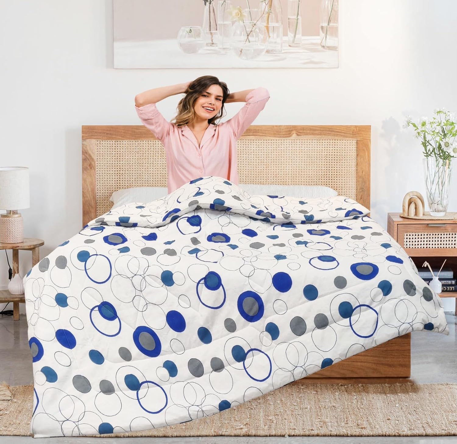 Supreme Home Collective 300 GSM Reversible AC Comforter/Blanket/Quilt/Duvets for Summer Double Size Bed (229 X 229 cm,Vacuum Packed-White Blue) Supreme Home Collective 300 GSM Reversible AC Comforter/Blanket/Quilt/Duvets for Summer Double Size Bed (229 X 229 cm,Vacuum Packed-White Blue)