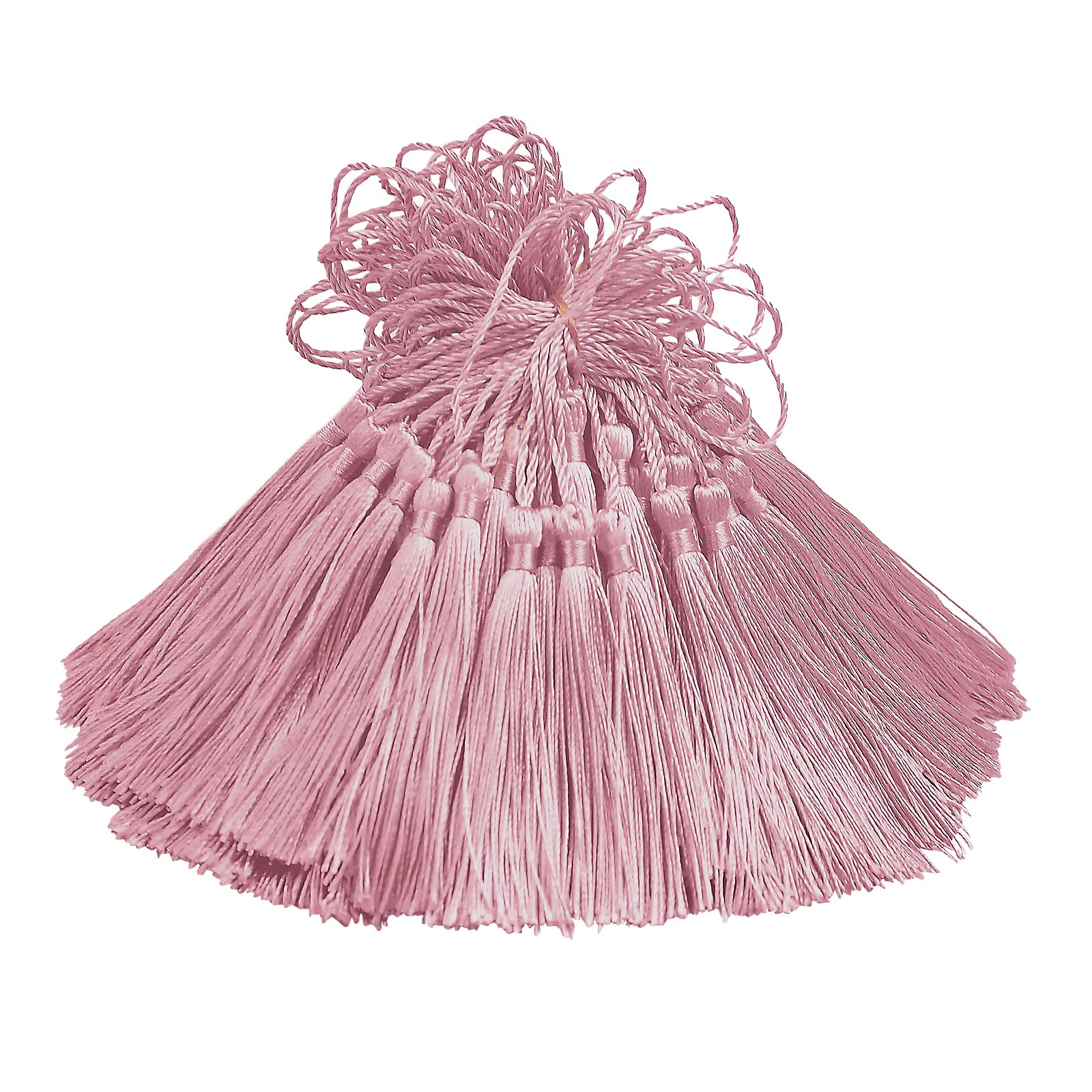 Aokbean 100pcs 5 Inches Handmade Silky Floss Soft Craft Bookmark Tassels with Loops for DIY, Jewelry Making, Graduation Tassel,Bookmarks,Souvenir (Skin Pink)