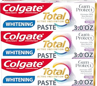Colgate Total Gum Protect Whitening Toothpaste 3-Pack | SLS-Free, Prevents Gingivitis, Bleeding Gums & Sensitivity | 3oz Tubes