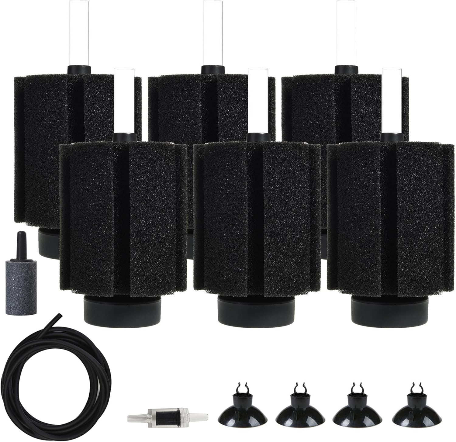 ALEGI Aquarium Sponge Filter 40 Gallon,Quiet Sponge Filter with Air Stone for Betta Fry Shrimp and Small Fish (6 pcs)