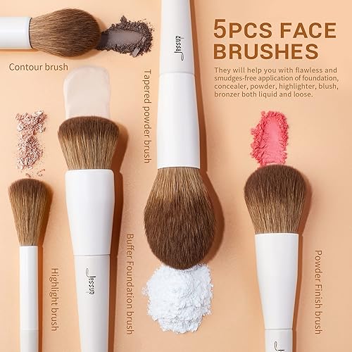 Miniatura 2 de Jessup Juego de brochas de maquillaje sintético premium T329 con cepillo de base superior plana para rubor facial polvo líquido base SF002