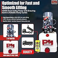 Vista 4 de Bomba hidráulica de doble efecto KTI de 12Vdc de 4 cuartos para remolque de descarga - Unidad de potencia hidráulica - Bomba de remolque de descarga