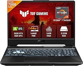 ASUS TUF Gaming A15, AMD Ryzen 7 7435HS Gaming Laptop(NVIDIA RTX 3050-4GB/60W TGP/16GB RAM/512GB SSD/FHD/15.6"/144Hz/RGB KB/48WHr/Windows 11//Graphite Black/2.30 Kg) FA506NCR-HN054W
