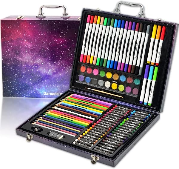 Darnassus 132-Piece Art Set, Deluxe Professional Color Set, Art Set Crafts Drawing Painting Kit for Kids and Adult, Kids
