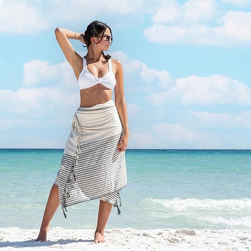 Miniatura 5 de Tru Turkish Toalla de playa y baño 100% algodón de alta calidad, cómoda toalla turca Peshtemal hecha a mano para el máximo lujo y estilo, perfecta