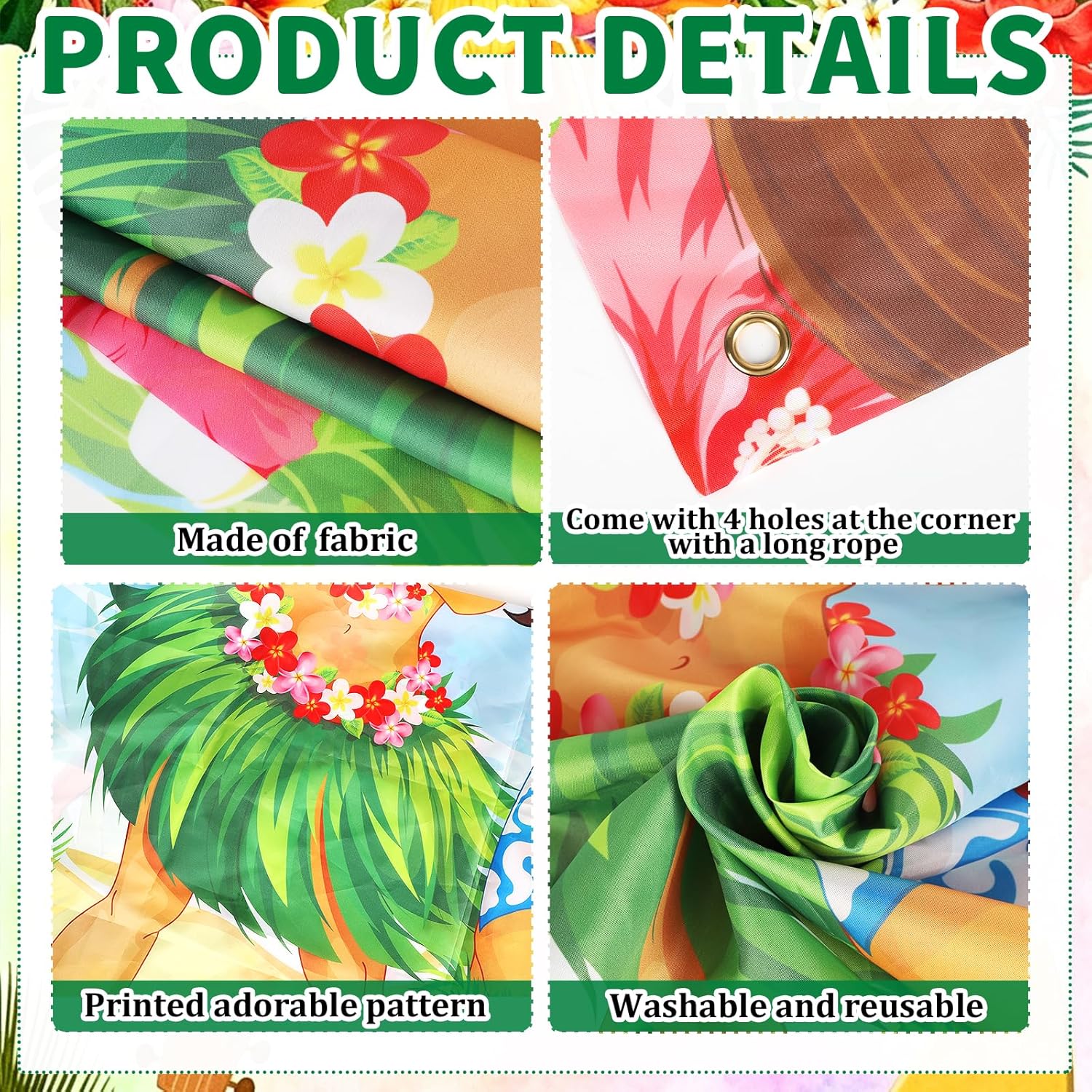 Hawaiian Party Decorations Photo Prop Banner Tropical Luau Couple Photo Booth Background Door Banner Aloha Tiki Banners Beach Prop Tiki Backdrop for Summer Luau Party Supplies Wall Door Cover