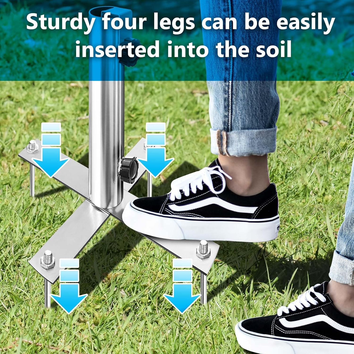 Umbrella Stand Outdoor Base, Heavy Duty Outdoor Umbrella Base, Detachable for Easy Carry, 18.7 Inch Beach Umbrella Sand Anchor for Beach, Lawn, Sand, Patio