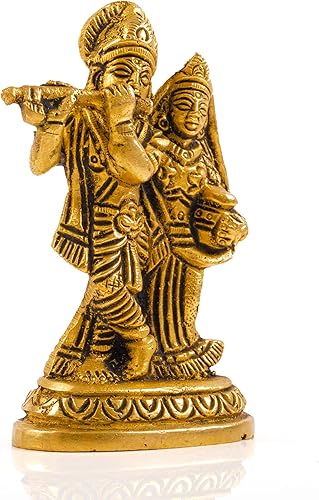 Miniatura 9 de Estatua de ídolo de Pooja Murti de latón, escultura religiosa espiritual, estatua antigua india, pieza de decoración para la entrada del hogar,