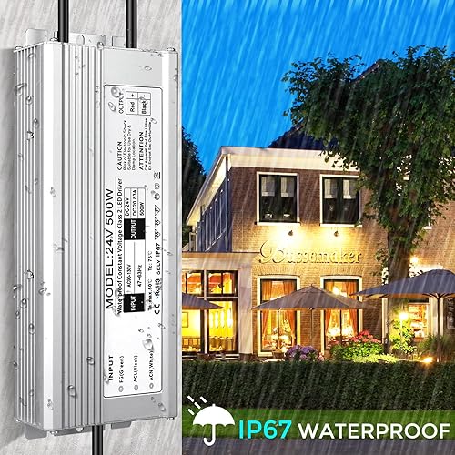Vista 123 de Fuente de alimentación LED de 24 V 200 W, controlador LED IP67 impermeable, transformador de bajo voltaje de 110 V a CC de 24 voltios con enchufe