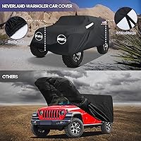 Vista 8 de NEVERLAND Funda para coche para Jeep Wrangler de 2 puertas, fundas impermeables para coche, protección contra el sol y la lluvia para Jeep Wrangler