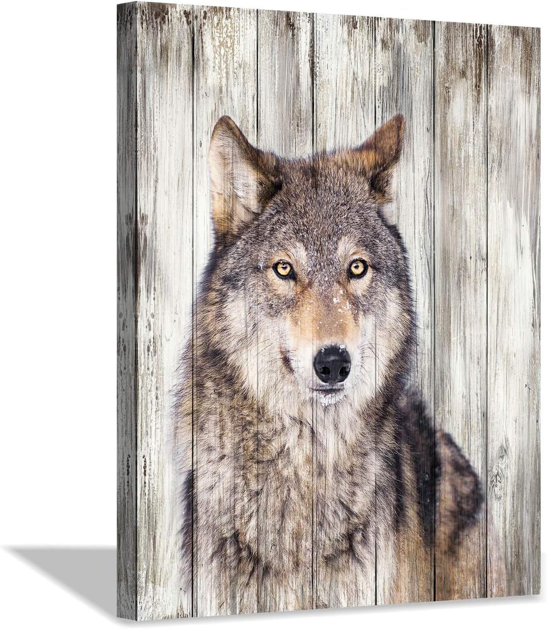 Hardy Gallery Gray Wolf Wall Art Print: Wild Animal Artwork Painting Picture on Canvas Small Size for Kids Room (16'' x 12'')