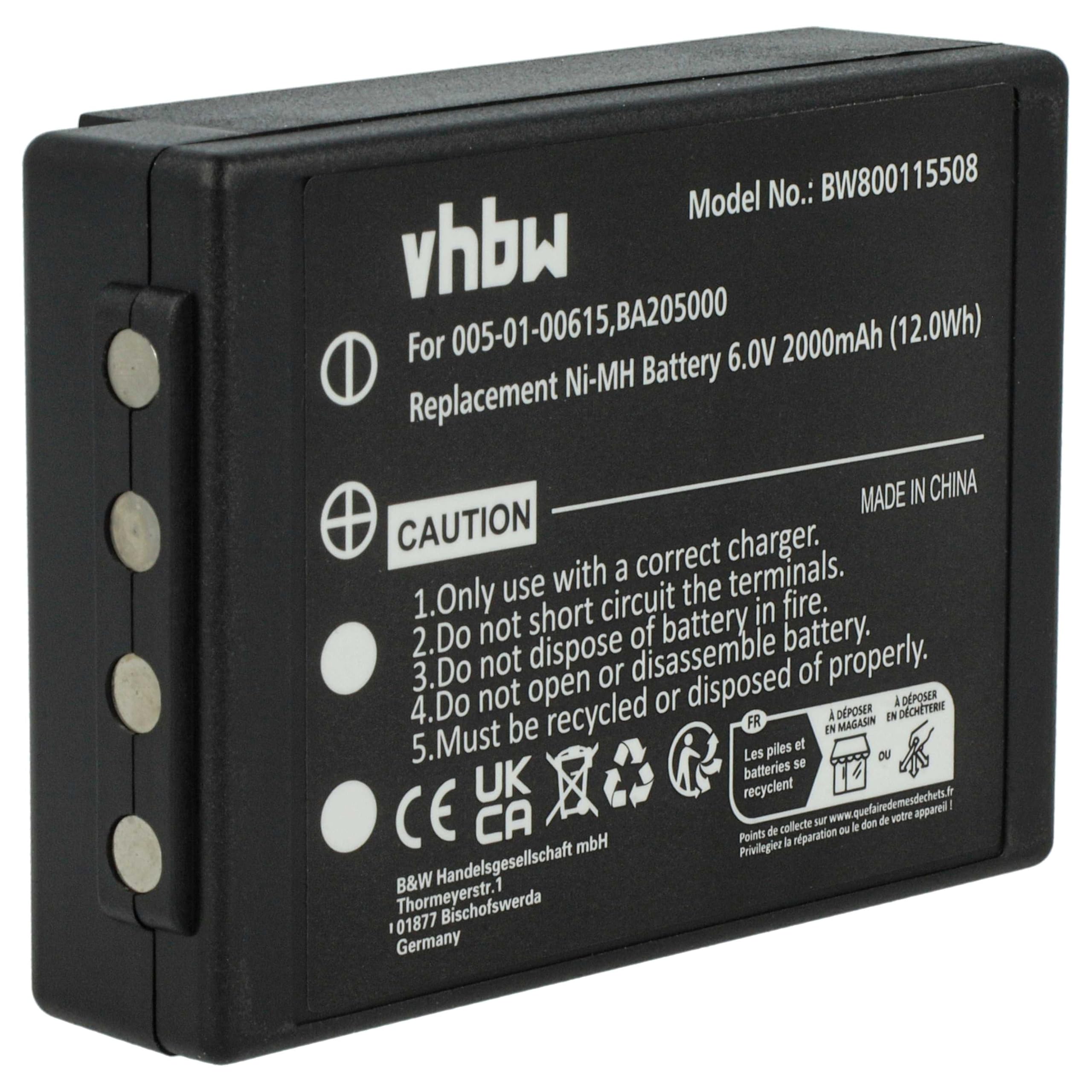 vhbw batteria sostituisce HBC BA225000, BA225030, BA226030 per Radiocomando Industriale, Telecomando (2000mAh, 6V, NiMH) - Nero