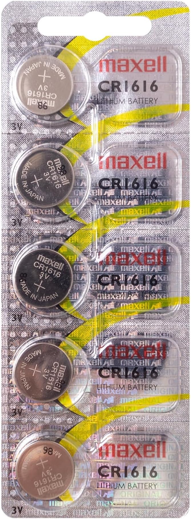 5PC MAXELL CR1616 1616 Lithium 3V Coin Cell Batteries - Made in Japan