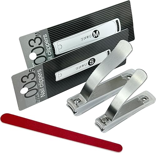 KaiJirushi - Juego de cortaúñas mediano y pequeño tipo 003 con tablero de esmeril original para hombres, mujeres y personas mayores, cortaúñas
