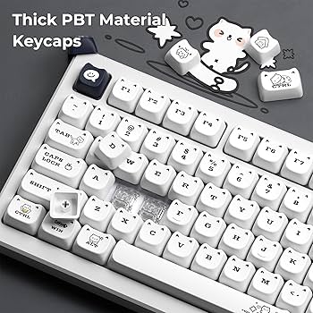 Amazon.com: XVX Cute Cat Keycaps, Mao Profile White PBT Keycaps