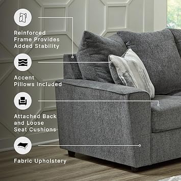 Signature Design by Ashley Loveseat Sofa, 63 in Gravel Gray, Stairatt