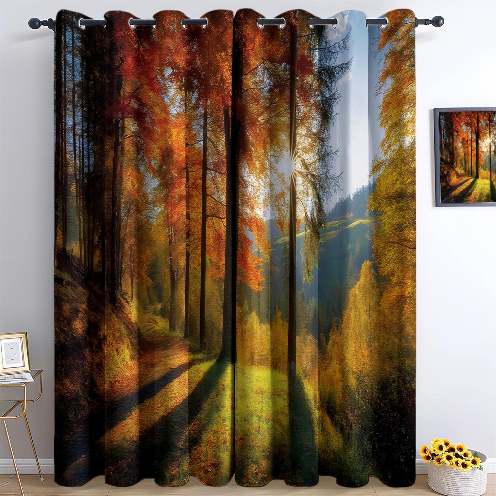 Juego de 2 cortinas opacas para niños, 260 x 140 cm, con ojales, opacas, térmicas, opacas, para habitación infantil, color naranja