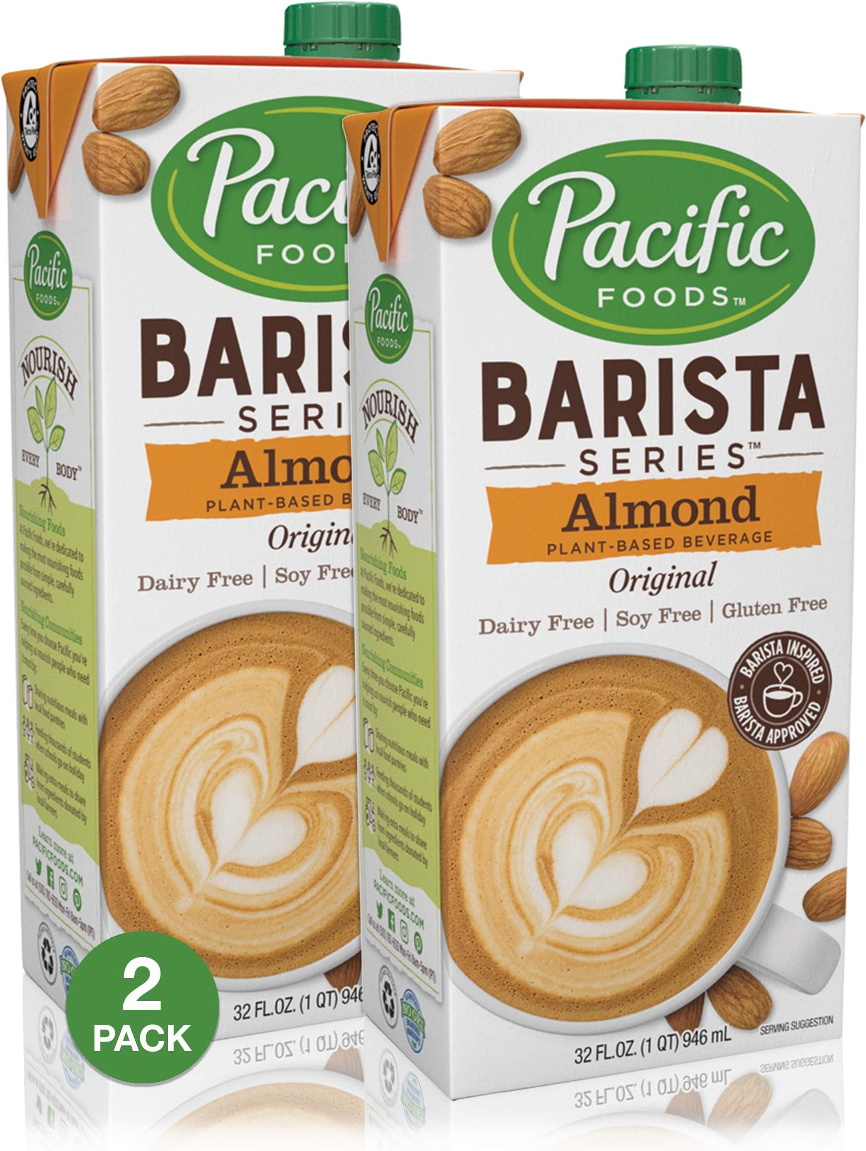 Pacific Foods Barista Series Almond Milk, 32 Ounce (Pack of
