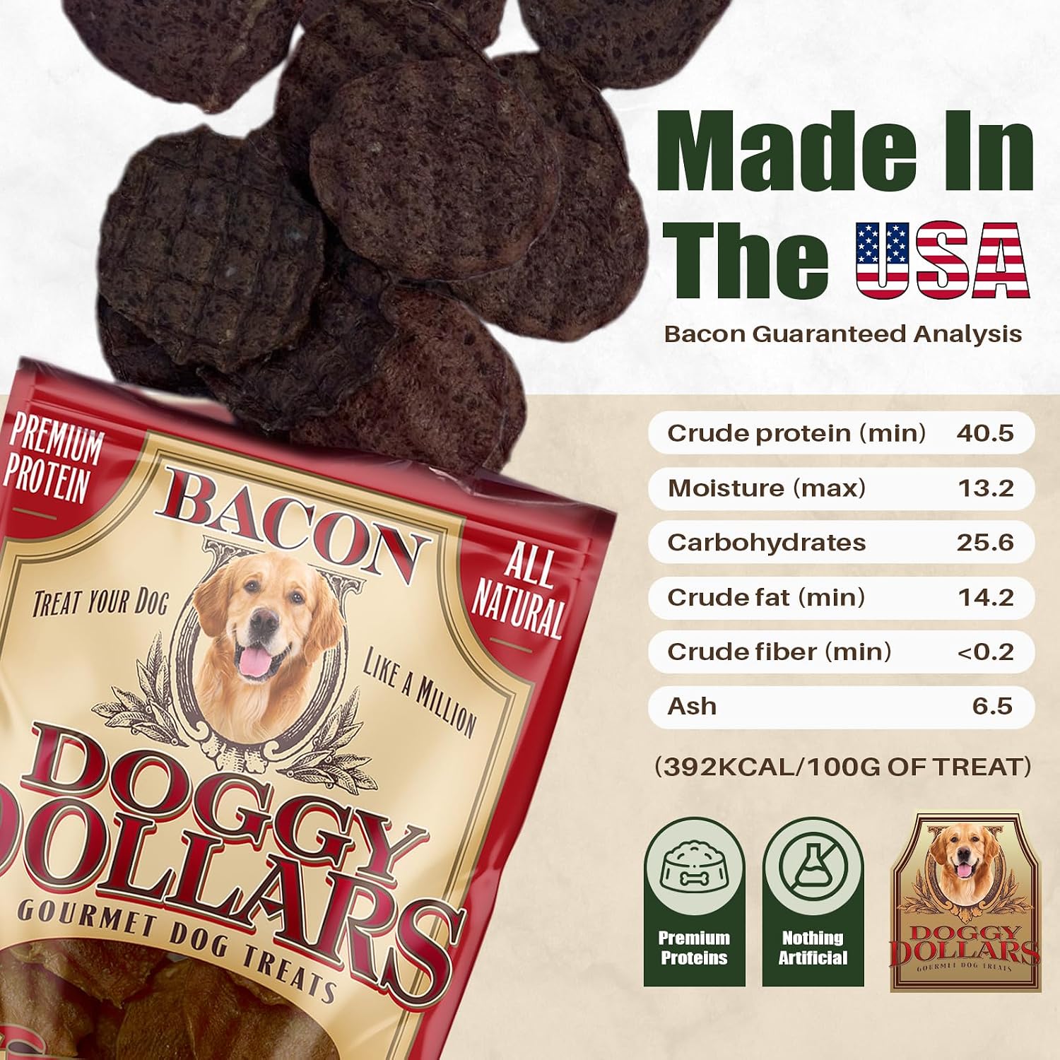 – Natural Gourmet Bacon Dog Treats (32oz)