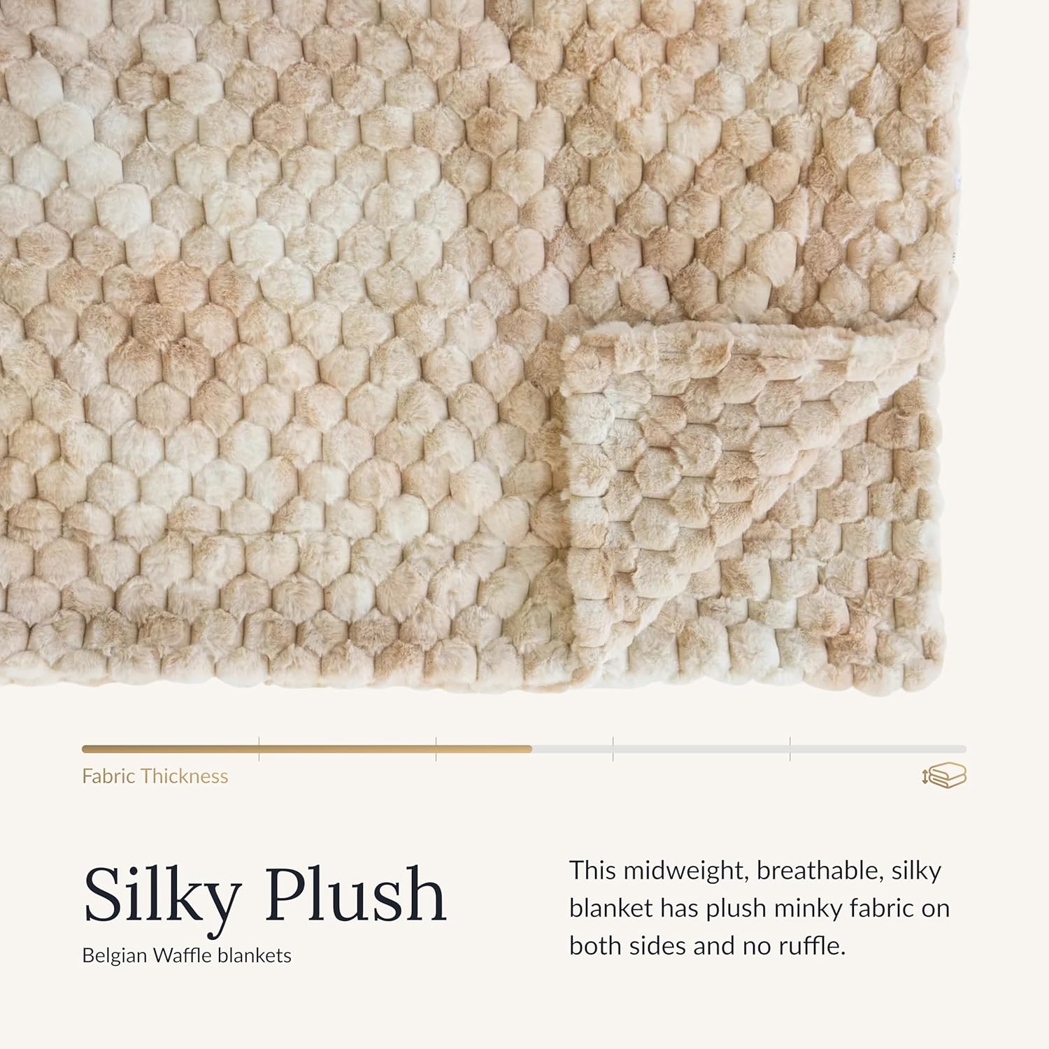 Minky Couture Belgian Waffle Blanket - Ultra-Soft, Warm & Fuzzy Luxury Throw - Reversible Waffle Texture - Premium Quality - Machine-Washable Adult, Caramel