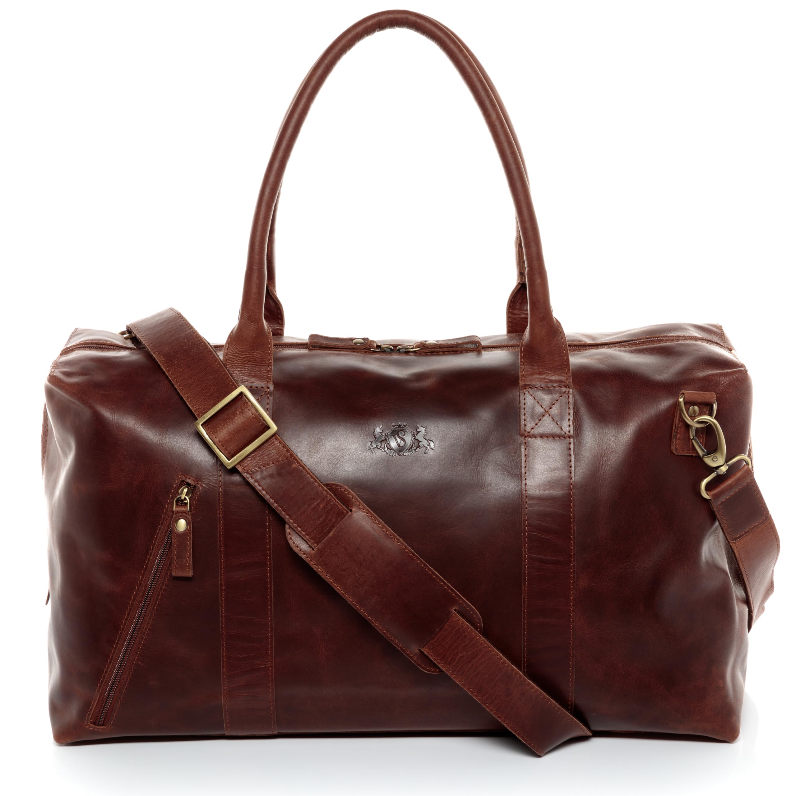 SID & VAIN Bolsa de Viaje Grande Cuero I Bolso de Deporte Fin de Semana I Maletín Viaje Weekender, Equipaje de Mano Cabina Yale Zip marrón Hecho a Mano