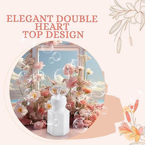 Miniatura 5 de Burbujas de boda a granel con varitas  (96 unidades) Mini burbujas superiores de corazón doble para bodas, regalos de fiesta de novia, compromiso,