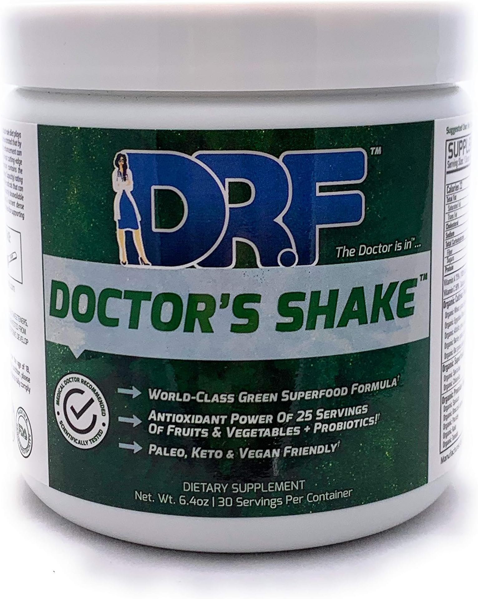 Organic Doctor's Shake by Dr. Farrah World Renown Medical Doctor | World Class Organic Green Superfood Formula | Antioxidant Power of 25 Servings of Fruits and Vegetables & Probiotics