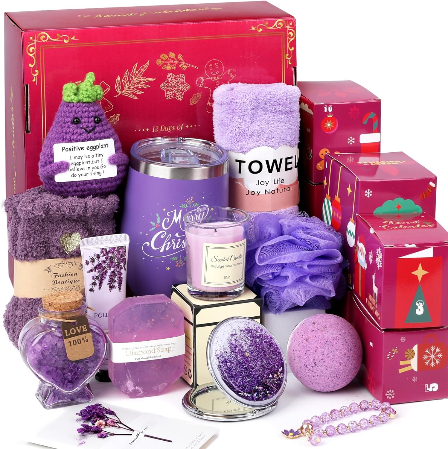 Advent Calendar 2025 for Women Teen Girls - 12 Days of Christmas Countdown Calendar for Mom Wife Girlfriend Sister Her - Christmas Gifts Woman Gifts Basket Includes Mug Scented Candle Bath Bomb