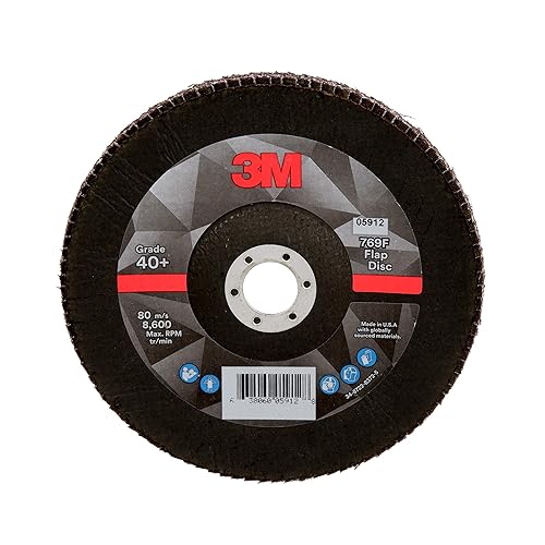 Miniatura 219 de 3M Disco de solapa 769F, tipo 27, 80+, 4-1/2 in x 7/8 in, abrasivo de alto rendimiento, disco de pulido y acabado de grano de precisión de cerámica