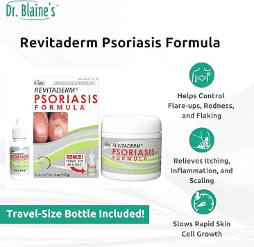 Dr. Blaines REVITADERM Psoriasis Formula - Soothing Topical Cream with Coal Tar, Tea Tree Oil and Lavender Oil for Itching, Flaking, Dry, Cracked Skin Relief - 4 fl. oz. - Includes Travel Size Bottle